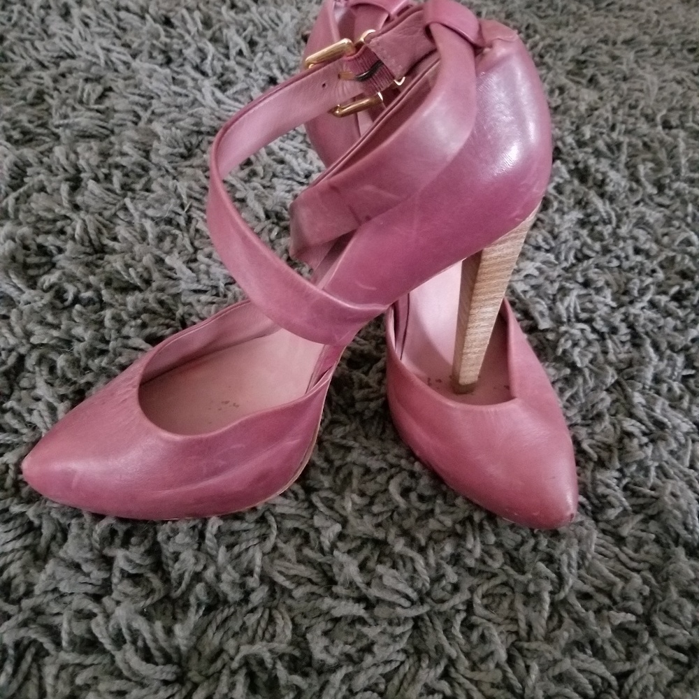 Italian Leather 4 Inch Ankle Strap Heals